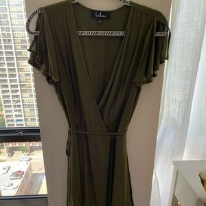 New! (Tags removed) Lulus army green wrap dress